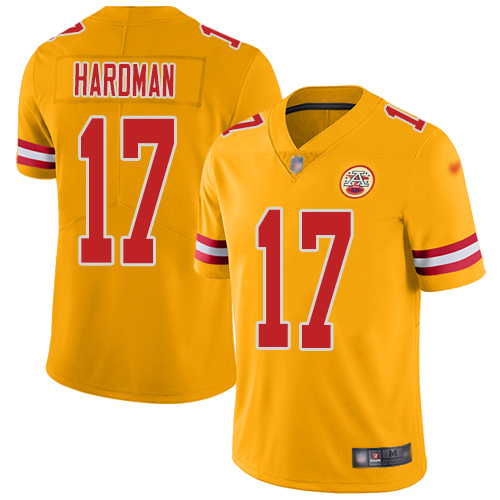 Men Kansas City Chiefs #17 Hardman Mecole Limited Gold Inverted Legend Football Nike NFL Jersey